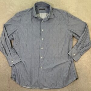 Corneliani Blue Long Sleeve Dress‎ Shirt Mens Slim 17 / 43 Polyamide Stretch EUC